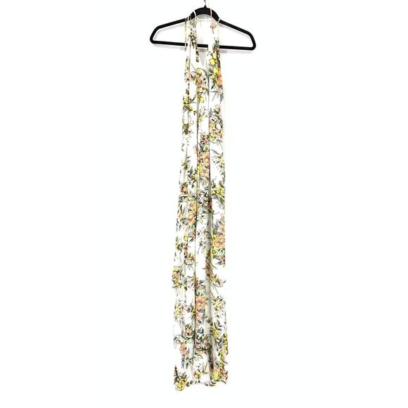 Leith Women's Size Medium Floral Halter Jumpsuit Wide Leg - Picture 2 of 8